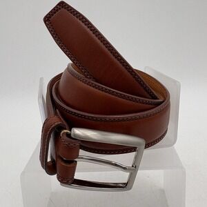 W.H.‎ Belk Men's 38 Genuine Leather Belt Brown Made in Argentina Dress Casual